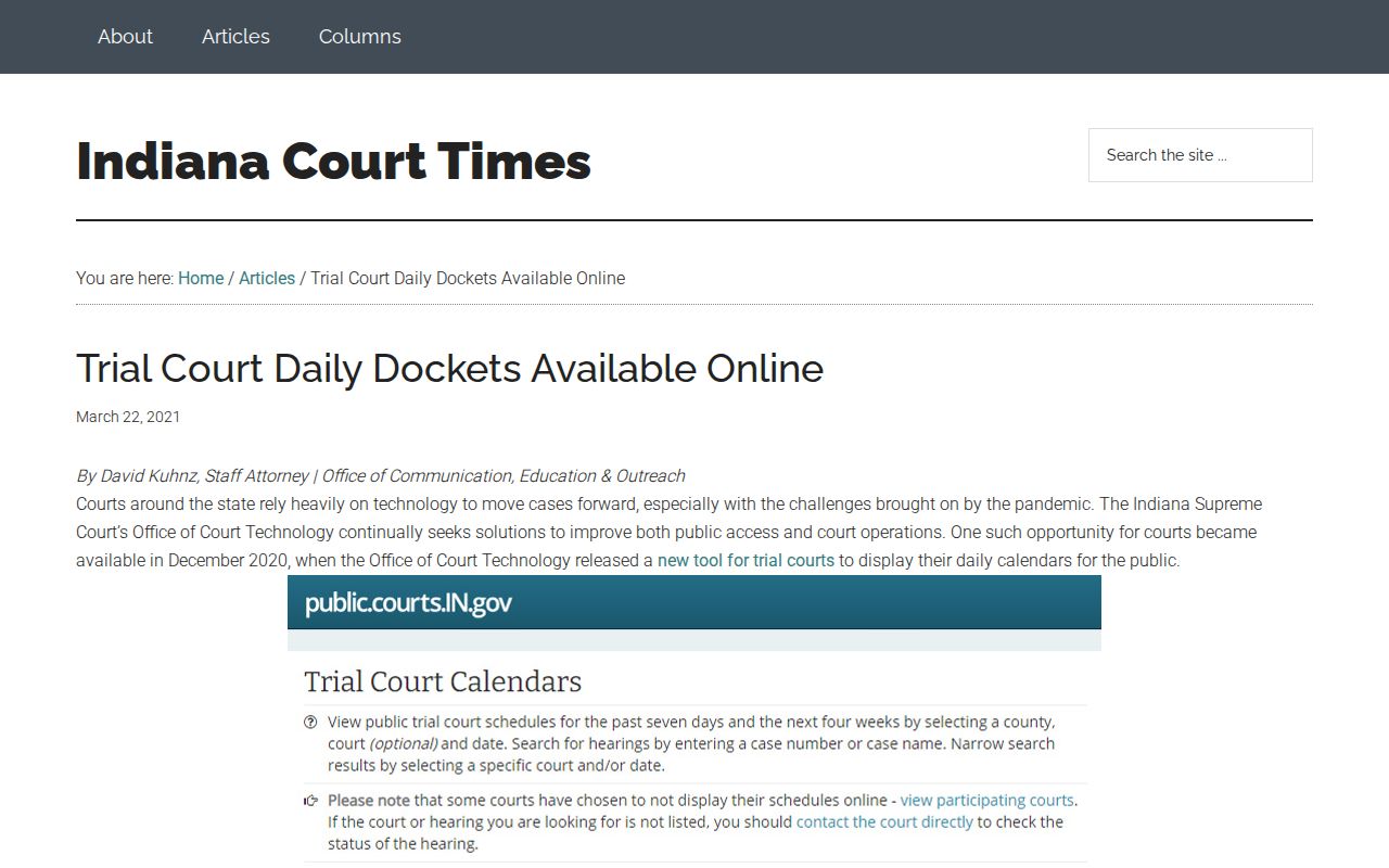 Ripley County court calendar online docket guidance