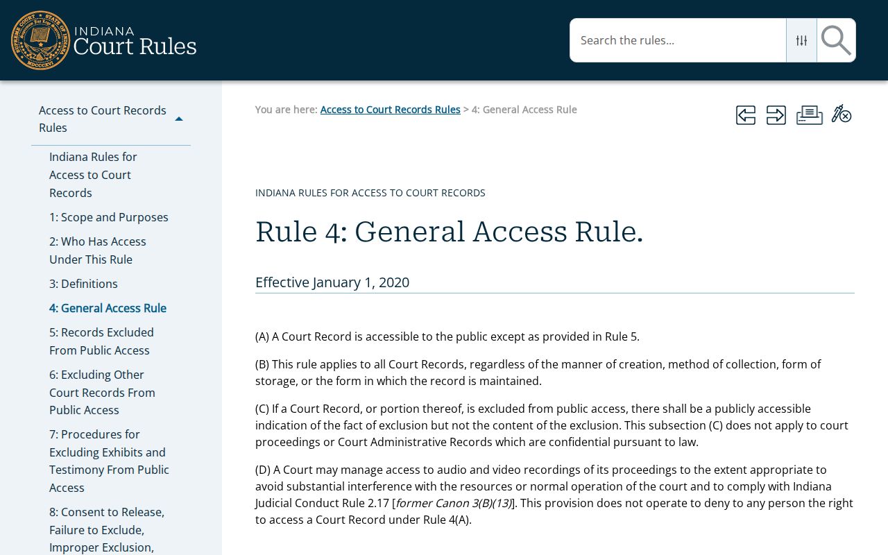 Ripley County civil court docket Access Rule 4