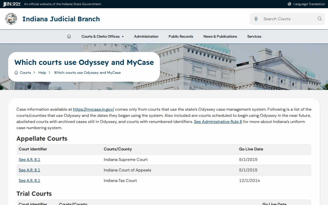 Ripley County criminal docket Odyssey codes