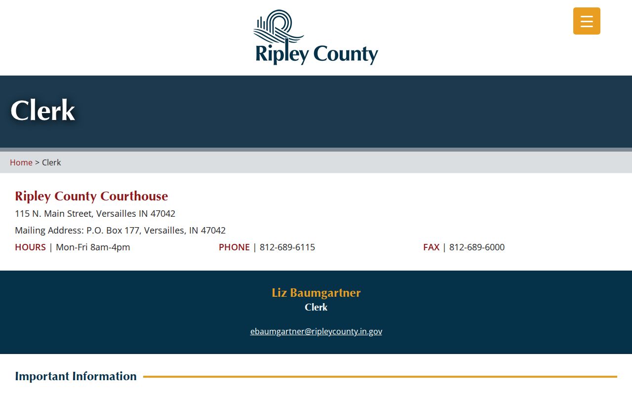 Ripley County Clerk court docket records page