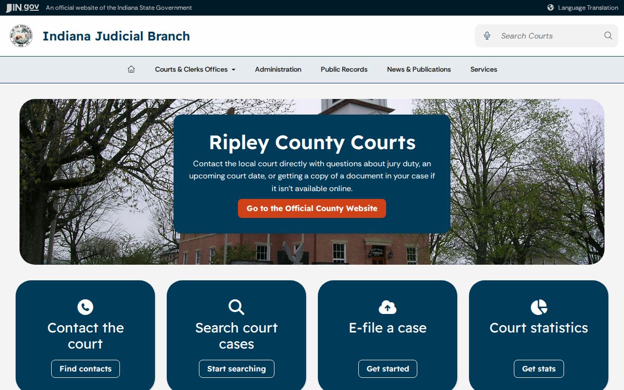Ripley County court docket links on the Indiana Judicial Branch page