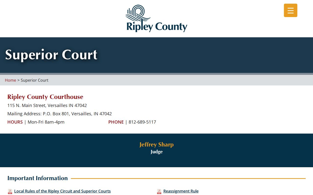 Ripley Superior Court docket office information
