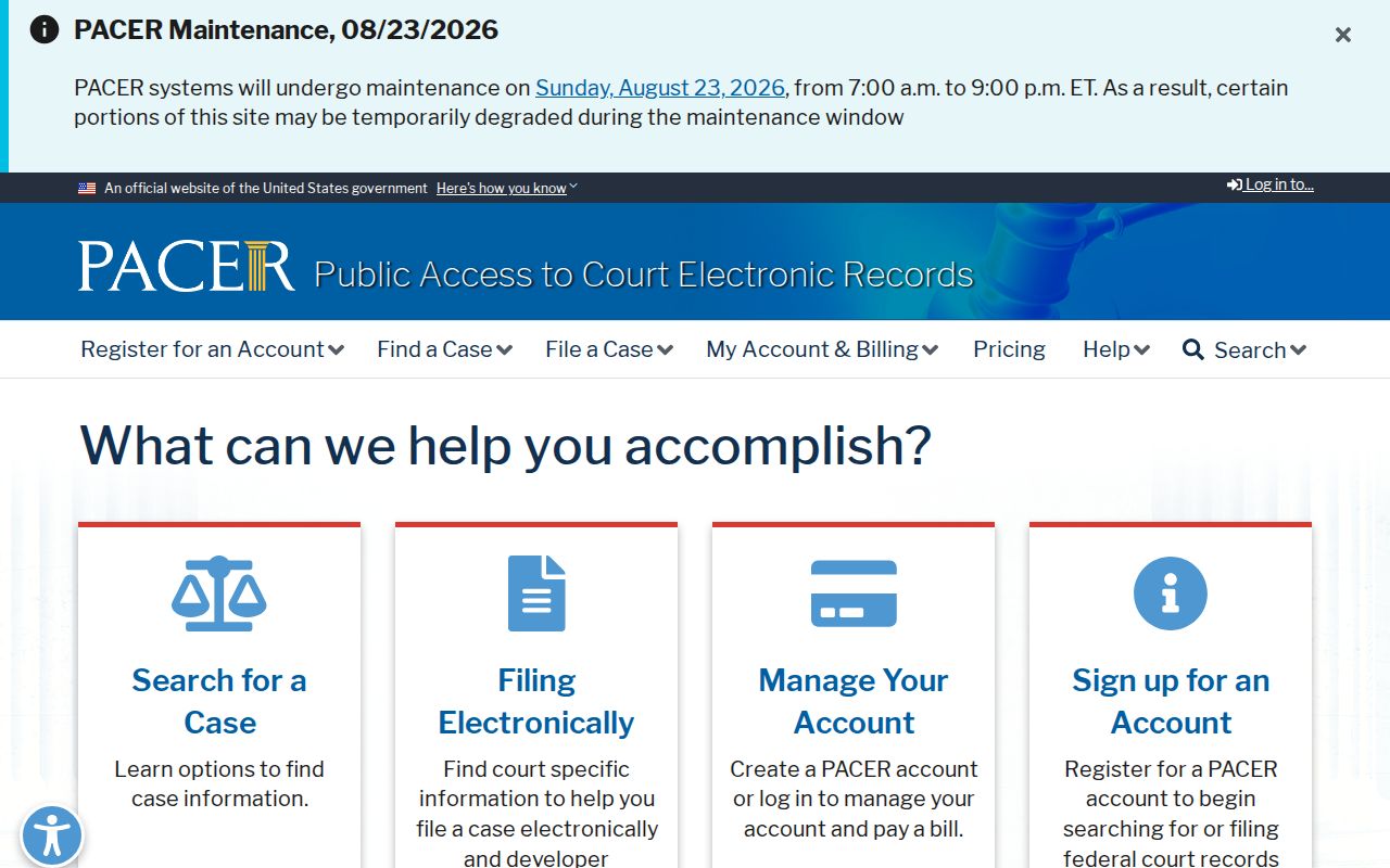 Osgood court docket PACER federal distinction