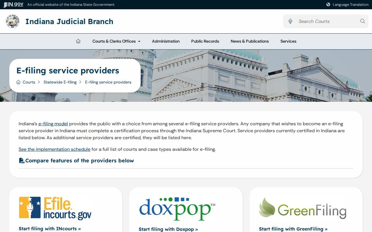 Ripley County court records certified e-filing providers