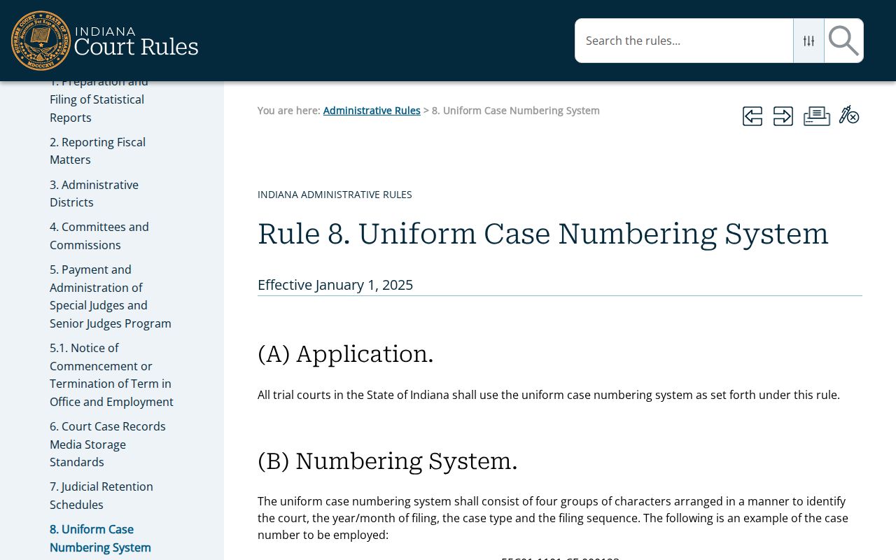 Ripley County case search uniform case numbering rule